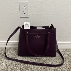 Kate Spade Sienna Refined Grain Dangle Leather Bag Purse Ripe Plum MSRP $359 New